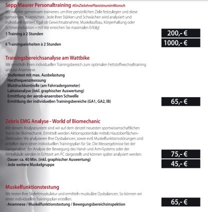 Gutscheine für eine Leistungsdiagnotik der Sportschule KINEMA
